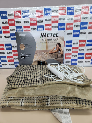 Imetec Adapto Elegance, Plaid Calefactable, Manta Eléctrica,Tejido Suave 180 x 140 Cm,Ahorro Energético,Tecnología Adapto, Óptimo, Calentamiento Rápido, 6 Temperaturas, Lavable,Marrón, 1.75 kilograms